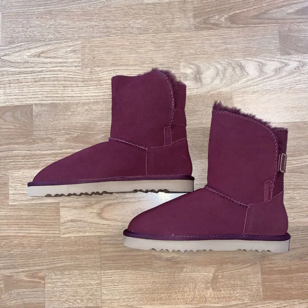 Style & Co Teenyy suede winter Booties Burgundy Faux Fur Lined Boots sz 10 New